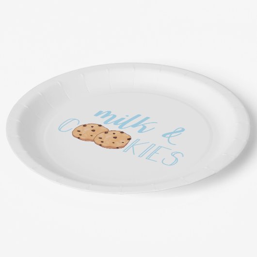 Assiettes En Carton Lait et biscuits bleu fête d'anniversaire (Angle)