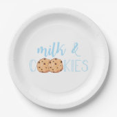 Assiettes En Carton Lait et biscuits bleu fête d'anniversaire (Devant)