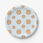 Assiettes En Carton Lait et biscuits Bleu Plaque papier d'anniversaire (Devant)