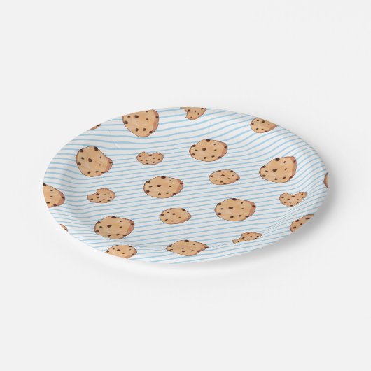 Assiettes En Carton Lait et biscuits Bleu Plaque papier d'anniversaire (Angle)