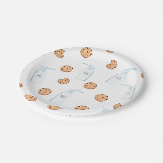Assiettes En Carton Lait et biscuits Bleu Plaque papier d'anniversaire (Angle)