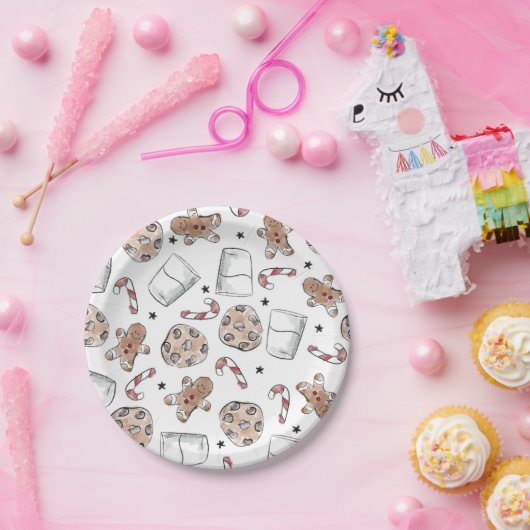 Assiettes En Carton Lait et biscuits de Noël (Fête)
