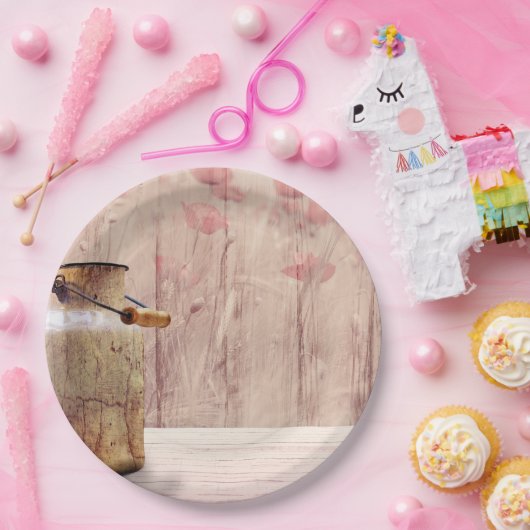 Assiettes En Carton Lait rustique peut style rustique sur bois (Fête)
