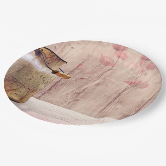 Assiettes En Carton Lait rustique peut style rustique sur bois (Angle)