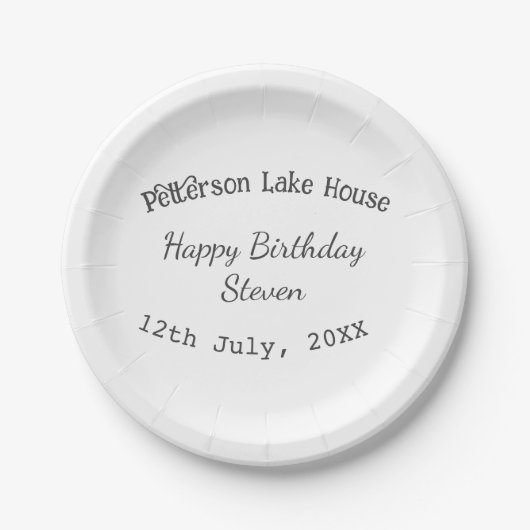 Assiettes En Carton Lake house beach happy birthday add name date year (Devant)