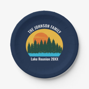 Assiettes En Carton Lake Sunset Family Reunion Cute Custom Party
