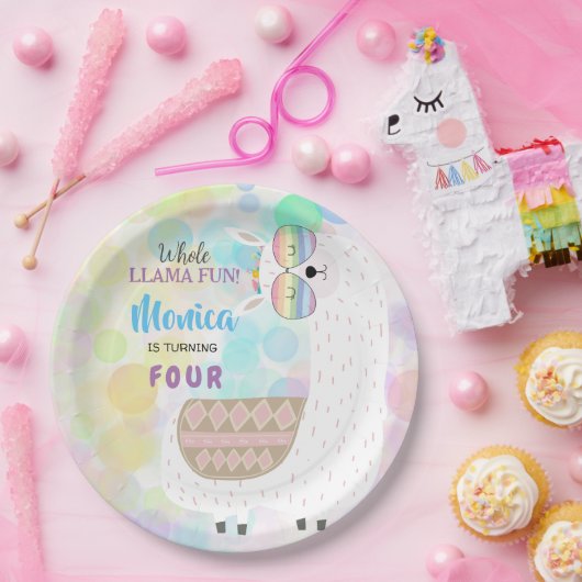 Assiettes En Carton Lama amusant, anniversaire de enfant coloré (Fête)