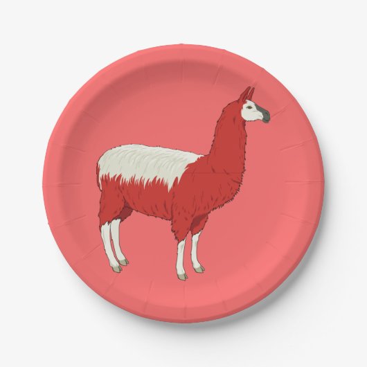 Assiettes En Carton Lama rouge drôle (Devant)