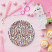 Assiettes En Carton Lamas sur le motif de rayures (Fête)