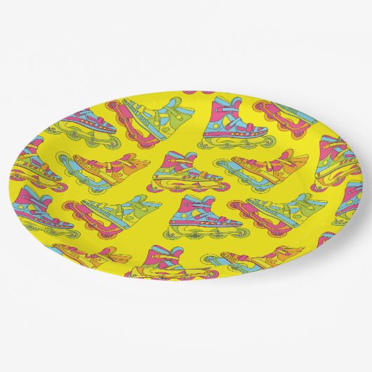 Assiettes En Carton Lames à rouleaux Patinage Anniversaire de enfant P (Angle)