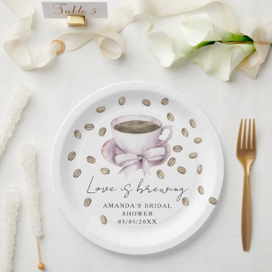Assiettes En Carton L'amour brasse Bow Coffee Douche nuptiale (Mariage)