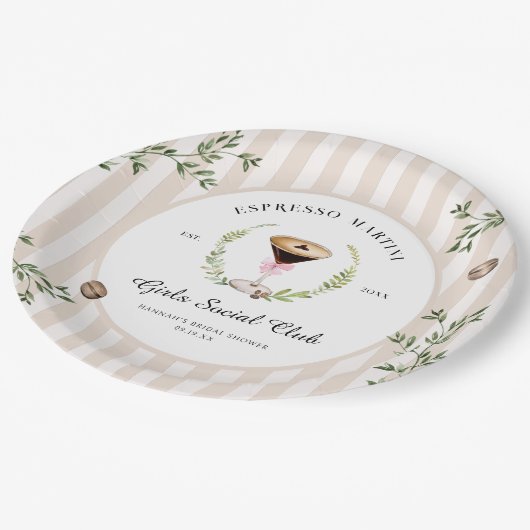 Assiettes En Carton L'amour brasse | Fête des mariées Espresso Martini (Angle)