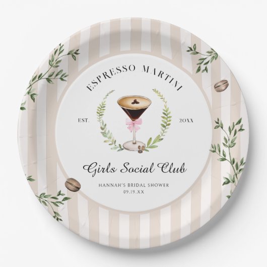 Assiettes En Carton L'amour brasse | Fête des mariées Espresso Martini (Devant)