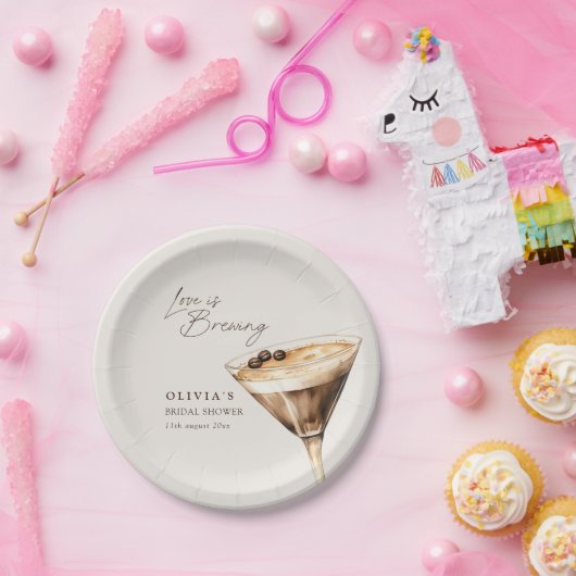 Assiettes En Carton L'amour brasse la Fête des mariées Espresso Martin (Fête)