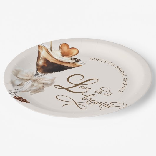 Assiettes En Carton L'amour brasse la Fête des mariées Espresso Martin (Angle)