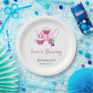 Assiettes En Carton L'amour brasse la Fête des mariées Tea Party