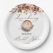 Assiettes En Carton L'amour brasse le café tombent la douche nuptiale (Devant)