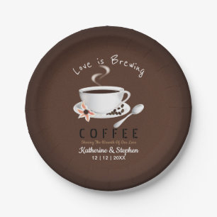 Assiettes En Carton L'amour brasse le Mariage de café