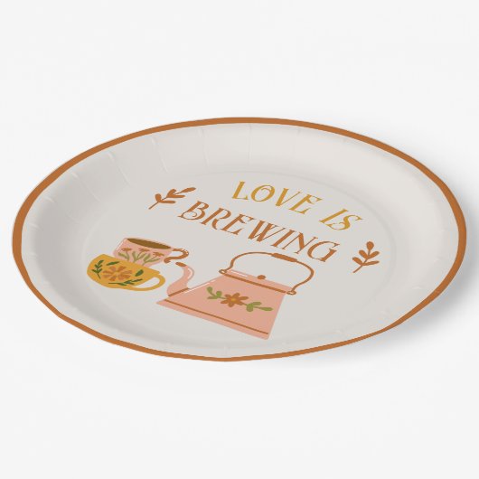 Assiettes En Carton L'amour brasse le thé nuptial (Angle)