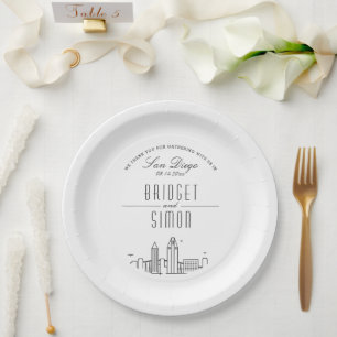 Assiettes En Carton L'amour dans le Mariage de San Diego