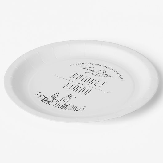 Assiettes En Carton L'amour dans le Mariage de San Diego (Angle)