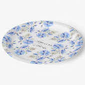 Assiettes En Carton L'amour des fleurs bleues est en Fête des mariées (Angle)