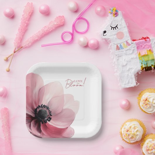 Assiettes En Carton l'amour en fleur douchette nuptiale minimale Papie (Fête)