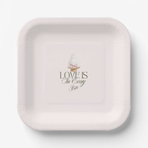 Assiettes En Carton L'amour est dans chaque bouchée Sceau de faveur