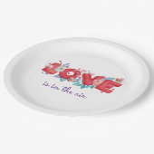 Assiettes En Carton L'amour est dans la typographie de l'aquarelle (Angle)