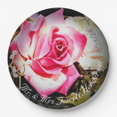 Assiettes En Carton L'amour est dans le Mariage Rose Bloom (Devant)