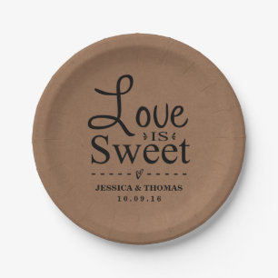 Assiettes En Carton L'Amour Est Doux ! Plaques de papier de mariage pe
