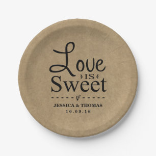 Assiettes En Carton L'Amour Est Doux ! Plaques de papier de mariage pe