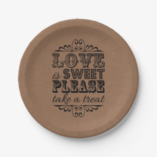 Assiettes En Carton L'Amour Est Doux, S'Il Vous Plaît, Prenez Un Plat 