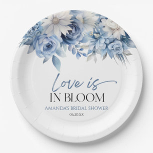 Assiettes En Carton L'Amour Est En Fleur Dusty Blue Floral Fête des ma
