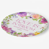 Assiettes En Carton L'amour est en fleur | Fête des mariées florale aq (Angle)