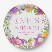 Assiettes En Carton L'amour est en fleur | Fête des mariées florale aq (Devant)