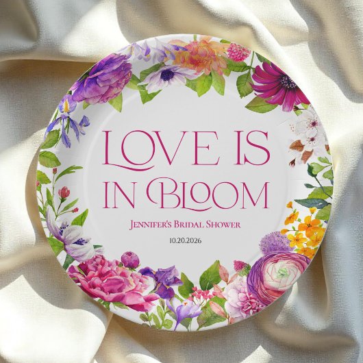 Assiettes En Carton L'amour est en fleur | Fête des mariées florale aq