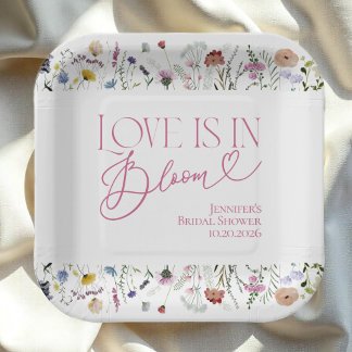 Assiettes En Carton L'amour est en fleur | Réception de mariage floral