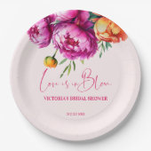 Assiettes En Carton L'amour est en fleur rose fleurie douche nuptiale  (Devant)