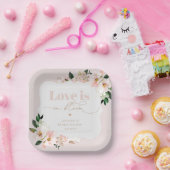 Assiettes En Carton L'amour est en fleur rose vif mariée fleur sauvage (Fête)
