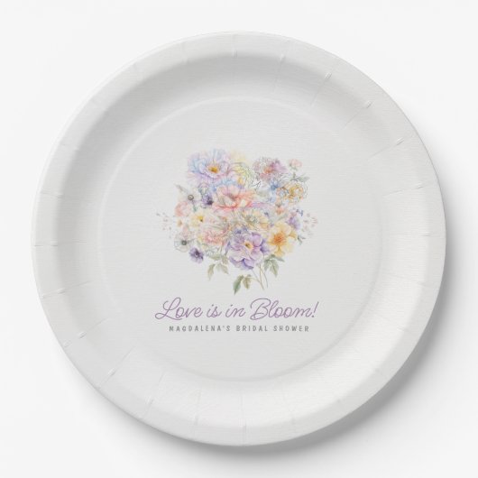 Assiettes En Carton L'amour est en fleurs : Bienvenue à la fête de mar (Devant)
