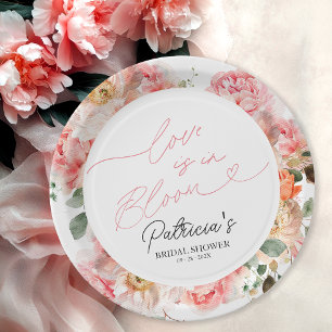 Assiettes En Carton L'amour est en fleurs Fête de mariage floral rose 