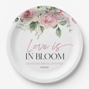Assiettes En Carton L'amour est en fleurs Rose rose floral Fête de mar