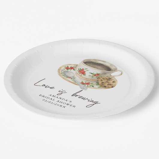 Assiettes En Carton L'amour est en train de brasser Café nuptiale douc (Angle)