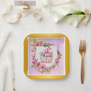 Assiettes En Carton L'amour fleurit dans le cœur d'une mère Floral r