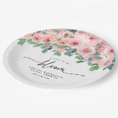 Assiettes En Carton L'Amour Floral Rose Est En Fête des mariées Fleuri (Angle)