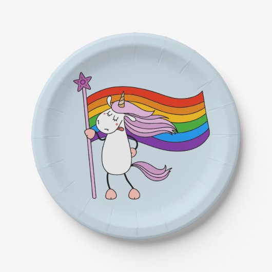 Assiettes En Carton L'amour n'a pas de limites Unicorne (Devant)