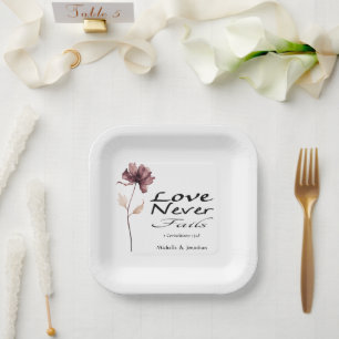 Assiettes En Carton L'amour n'échoue jamais Bible Bourgogne Mariage de