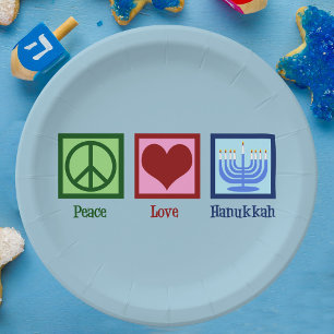 Assiettes En Carton L'amour pour la paix Hanoukka