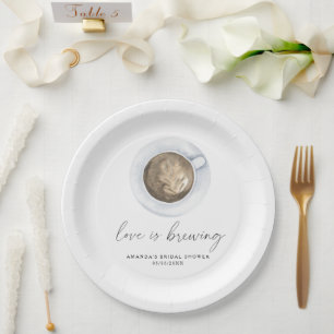 Assiettes En Carton L'amour prépare un café Enterrement de vie de jeun